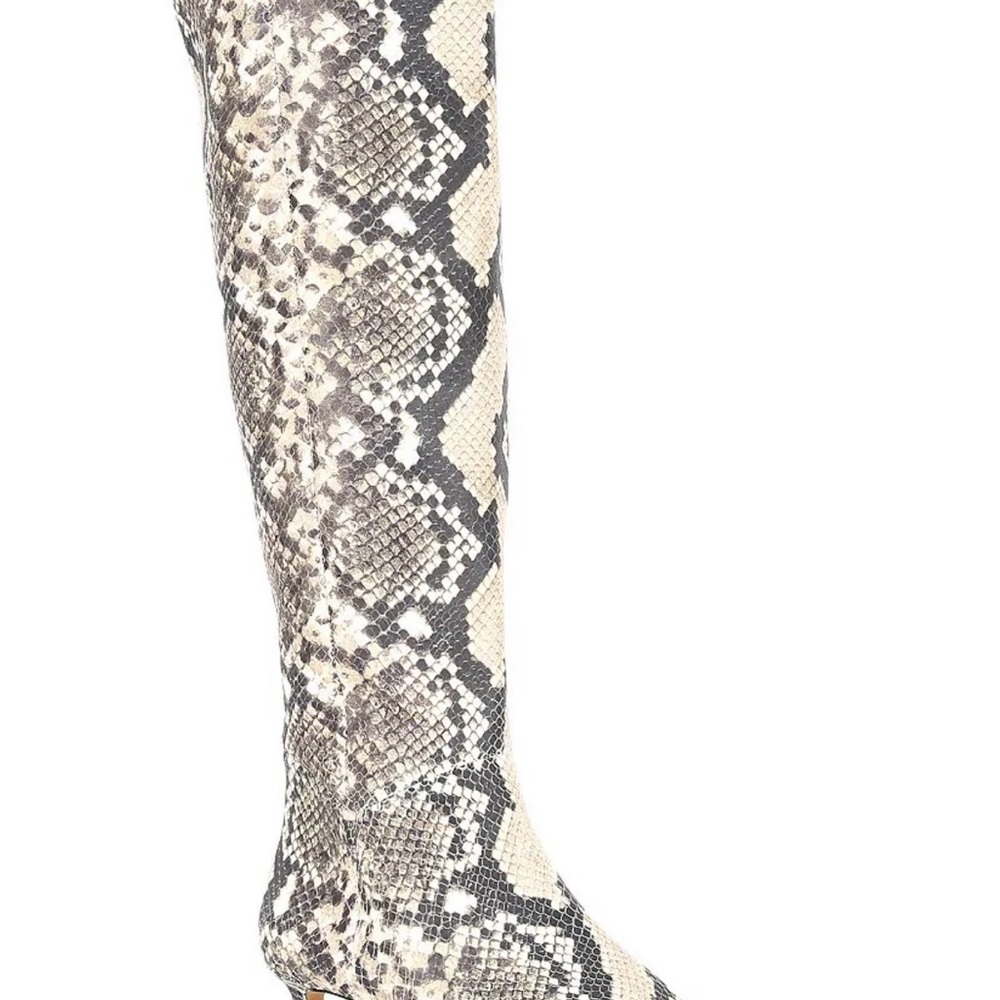 Gianni Bini Snake Print Boot - Black and Cream